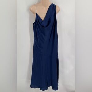 NWT SZ Ted Baker 4 (US 8-10) Stunning Silky Asymmetrical Navy Dress